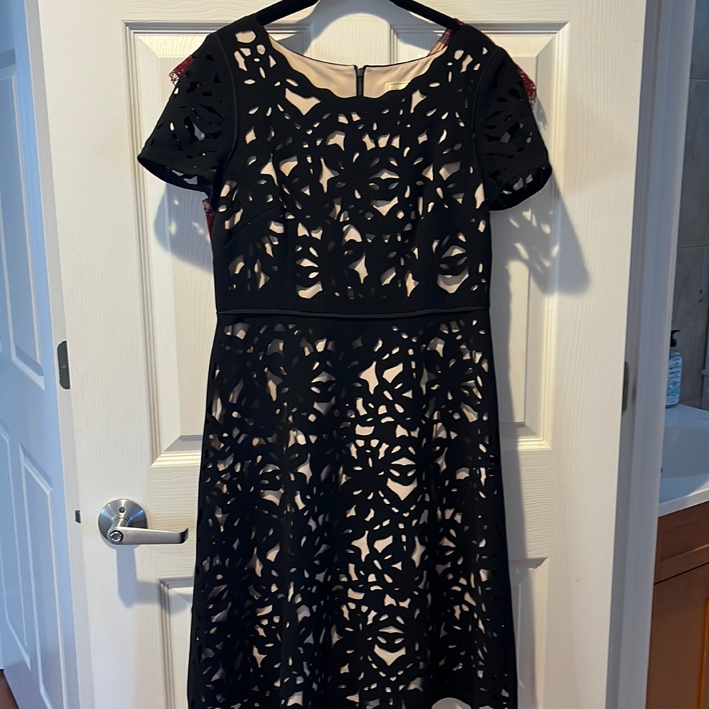 Anthropologie lazer cutout A line dress, six 6
